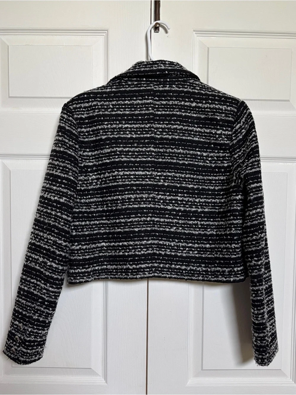 Bagatelle Collection Cropped Tweed Blazer Jacket Women’s M Black White